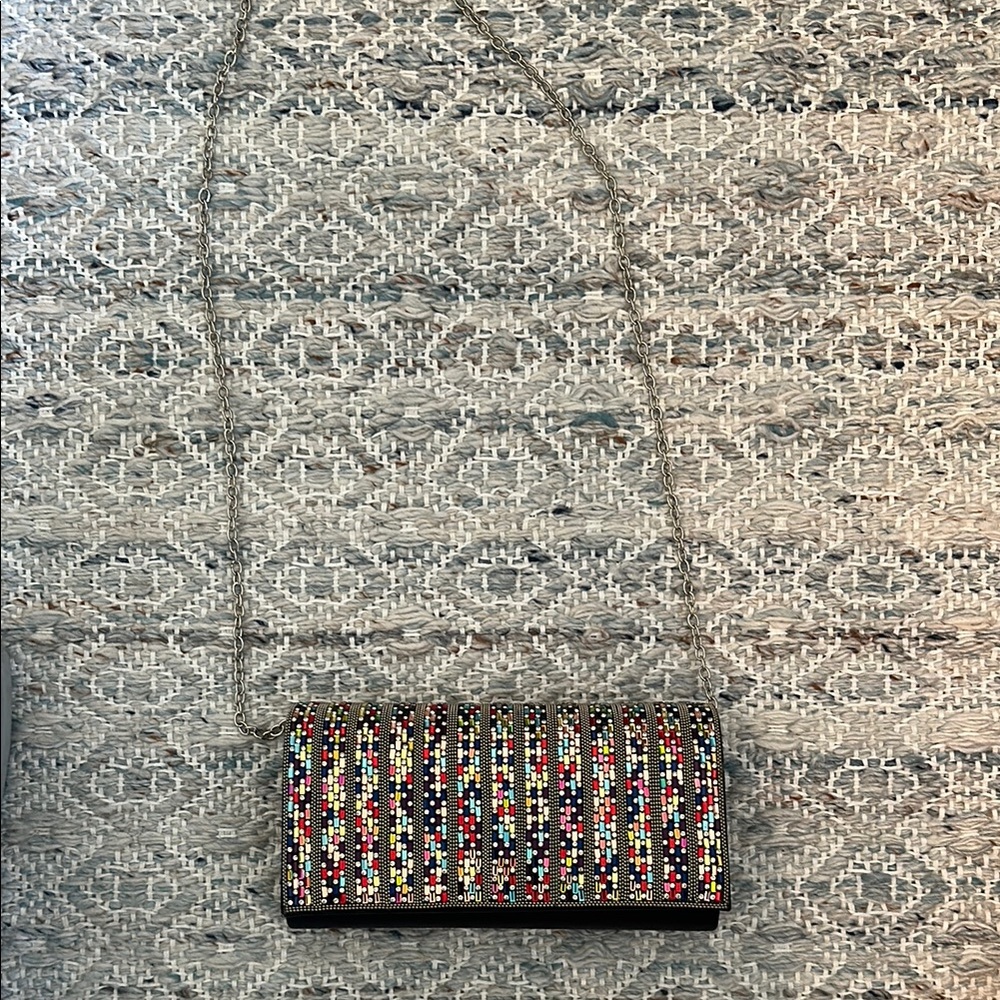 Gunne Sax Black and Red Clutch Elegant Textured Design